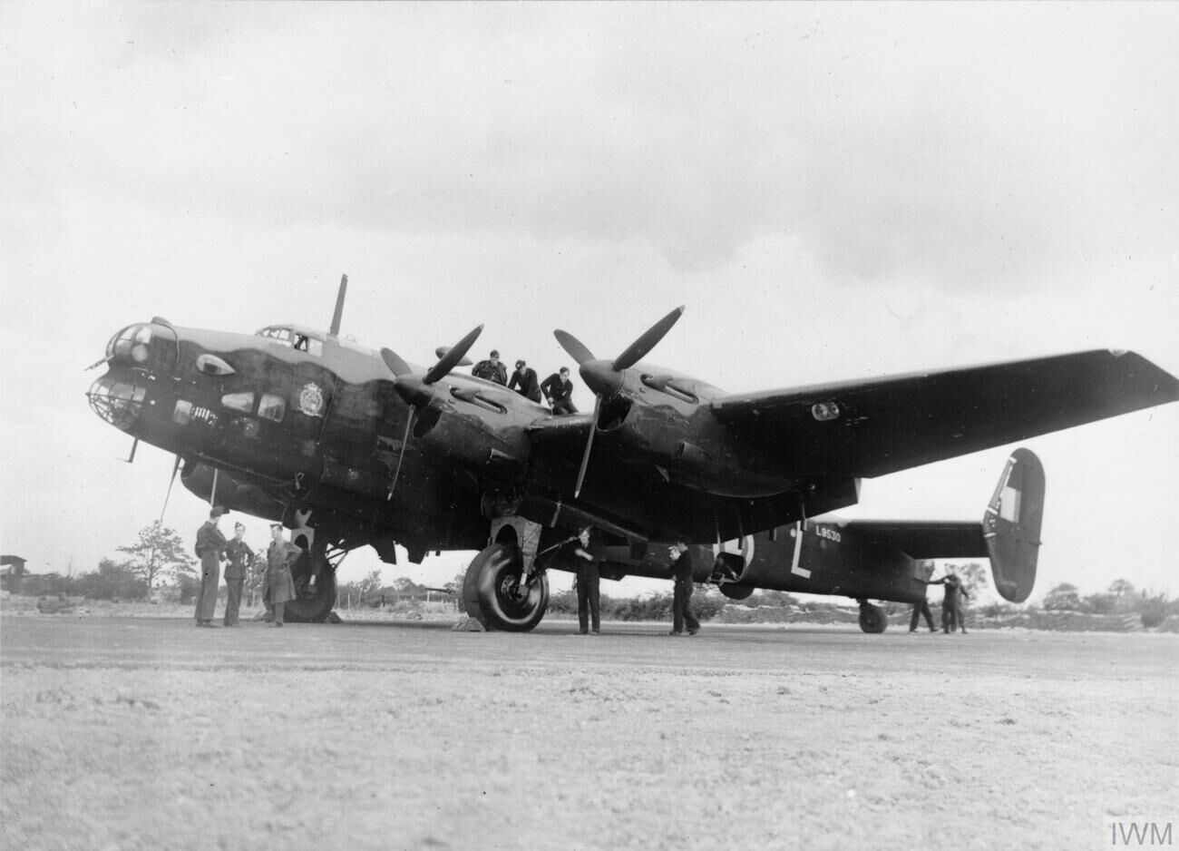 Halifax L9530 'MP-L' of 76 Squadron undergoing maintenance at Middleton St George